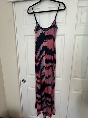 Pink and Navy Zigzag Maxi Dress
